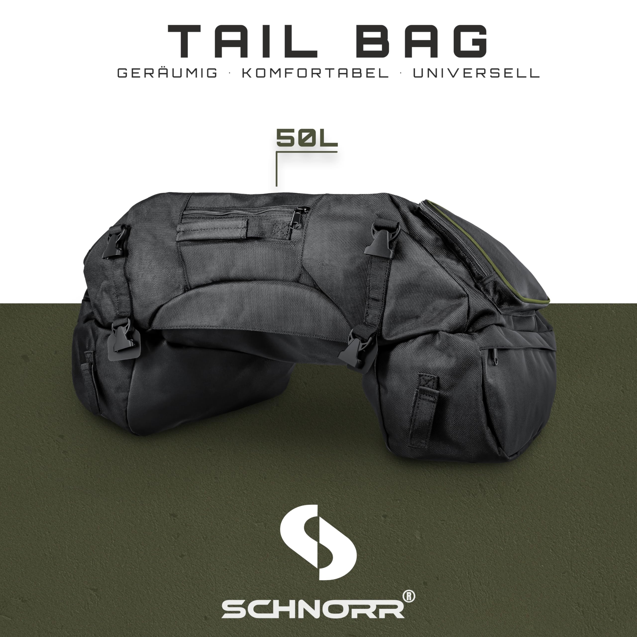 ZIEGER SCHNORR TB50 Wasserresistent Motorrad Hecktasche 50L Gepäcktasche Saddle Bag