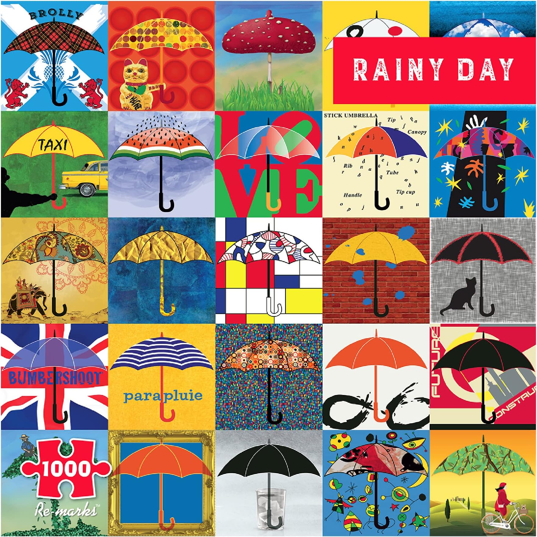 Re-marks Collage 1000 Piece Puzzle (Rainy Day)