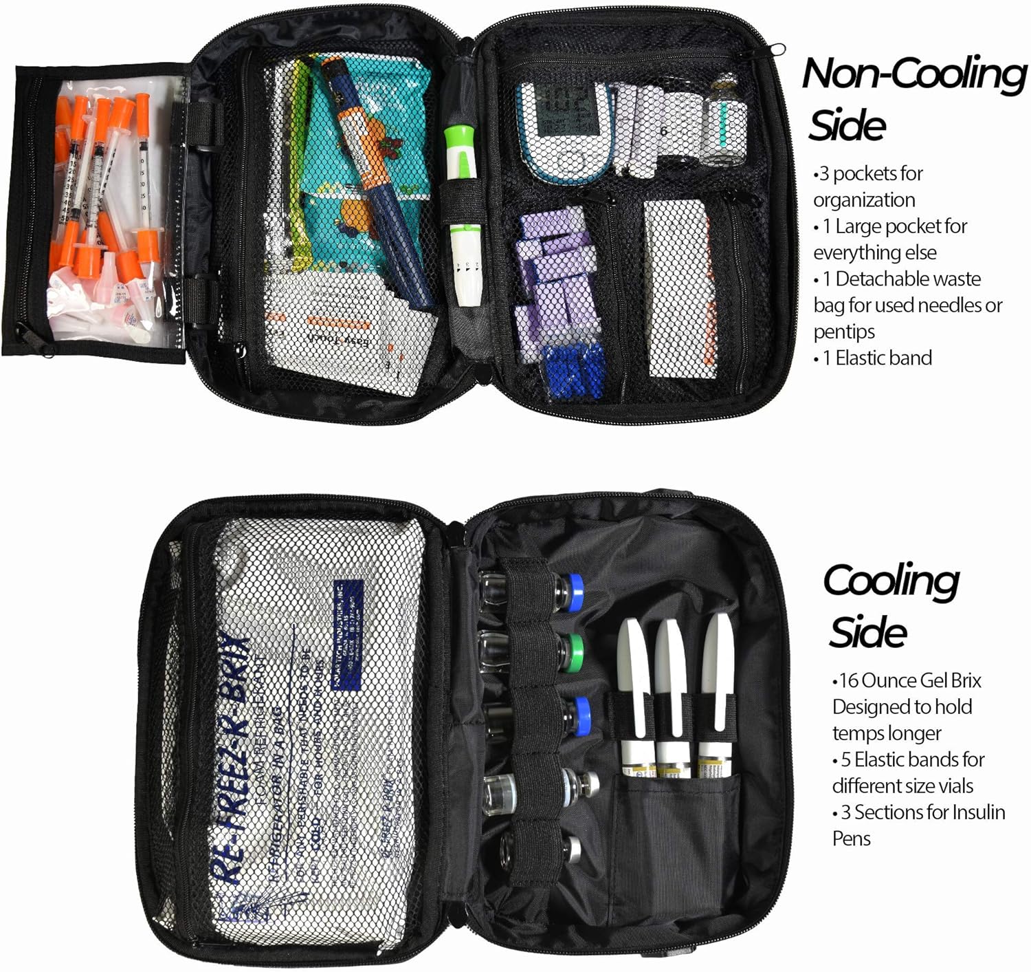 ChillMed® Elite - Weekly Diabetic Travel Case - Insulin Pen & Glucose Meter Organizer with Reusable Ice Pack - Up to 14 Hours of Cool Time (Blue)