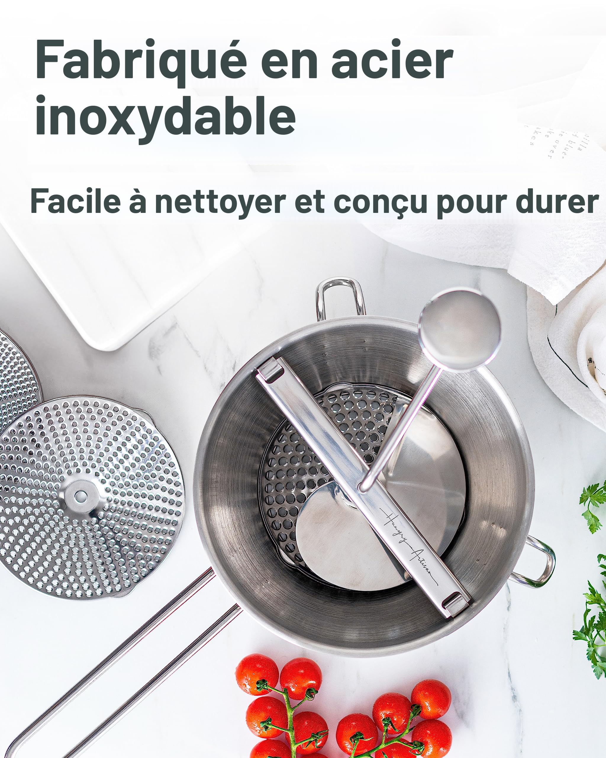 Moulin à Légumes Manuel 3 En 1 En Acier Inoxydable - Avec 3 Tamis Pour Purée, Compote Et Sauce Tomate