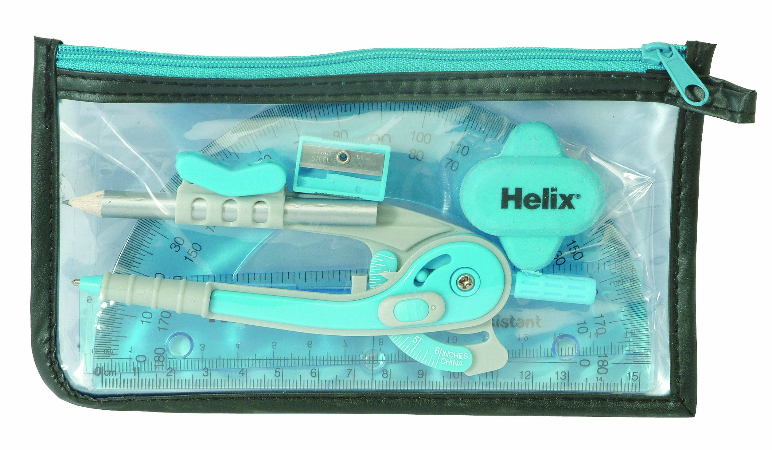 Super School 6 Piece Maths Kit - (Assorted Colours)