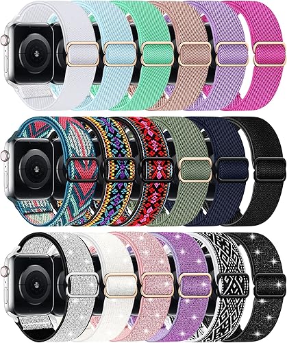 Correa elástica de nailon compatible con Apple Watch Band de 1.496 pulgadas, 1.575 pulgadas, 1.614 pulgadas, 1.654 pulgadas, 1.732 pulgadas, 1.772