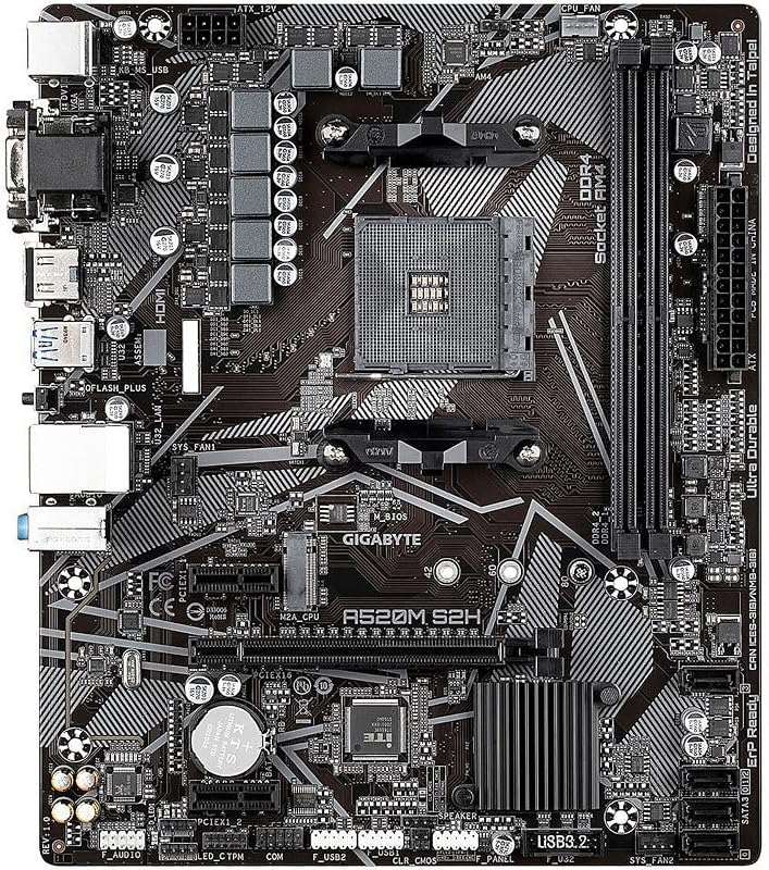Gigabyte A520M S2H (AMD Ryzen AM4/MicroATX/4+3 Fases Digital PWM/Gigabyte Gaming GbE LAN/NVMe PCIe 3.0 x4 M.2/3 Interfaces de Pantalla/Q-Flash Plus/RGB Fusion 2.0/Placa Base)