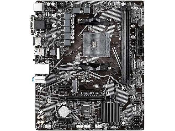Gigabyte A520M S2H (AMD Ryzen AM4/MicroATX/4+3 Fases Digital PWM/Gigabyte Gaming GbE LAN/NVMe PCIe 3.0 x4 M.2/3 Interfaces de Pantalla/Q-Flash Plus/RGB Fusion 2.0/Placa Base)