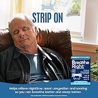 Vista 2 de Breathe Right Tiras Nasales Originales Transparentes Sm/Med Para Piel Sensible Solución Sin Medicamentos para los Ronquidos y Alivio