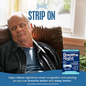 Breathe Right Original Nasal Strips Clear Sm/Med & Nasal Strips Lavender Scent Extra Strength Tan Nasal Strips