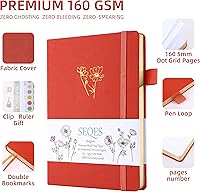 Vista 82 de A5 Bullet Dotted Journal Notebook 160gsm Thick Bleedproof Paper, Lay Flat Binding, 160 Numbered Pages Hard Cover Dot Grid Notebook/Bullet