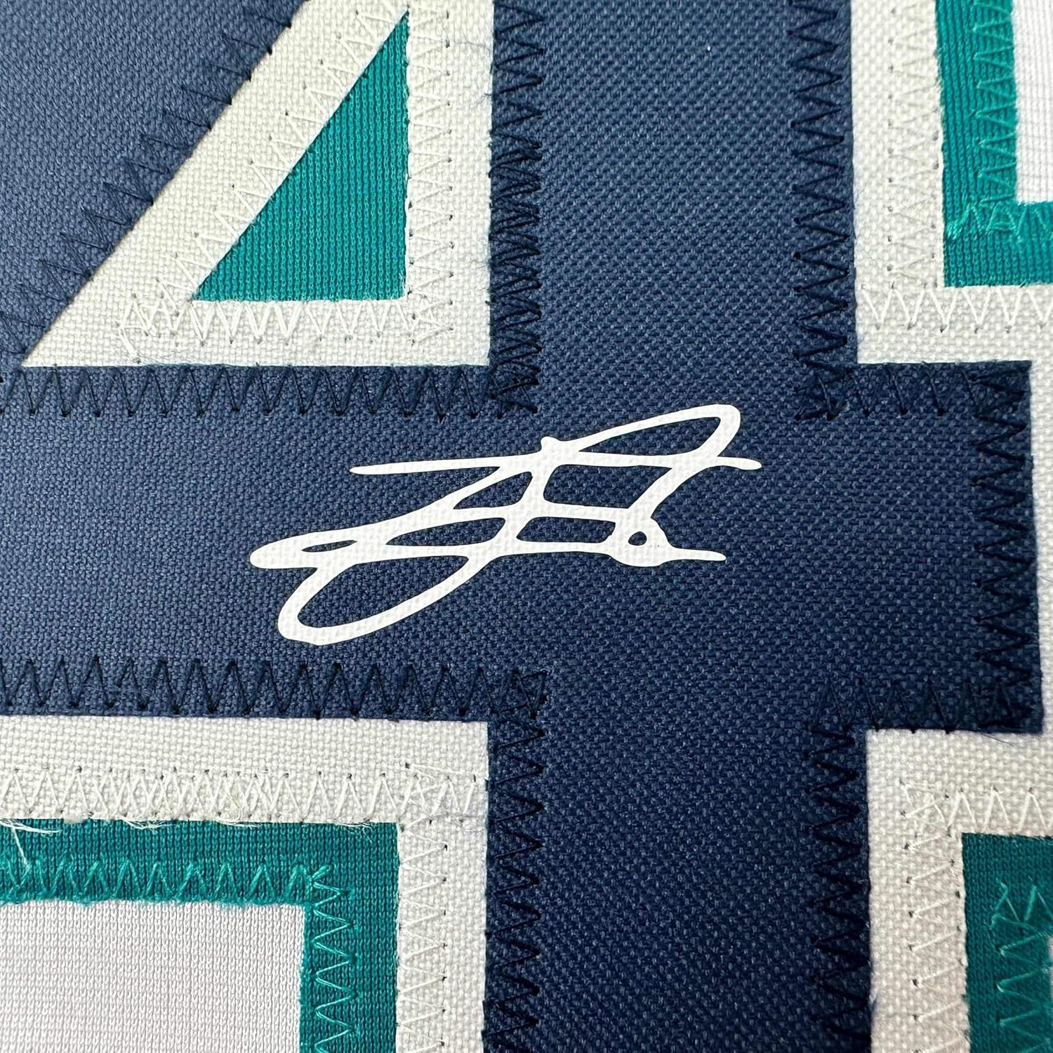 Facsimile Autographed Julio Rodriguez Seattle White Reprint Laser Auto Baseball Jersey Size Men's XL - Image 2