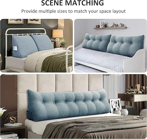 Miniatura 6 de YXCSELL Almohadas de cuña para cabecero, almohada de lectura, almohadas de respaldo para sentarse en la cama, cojín triangular grande de algodón y