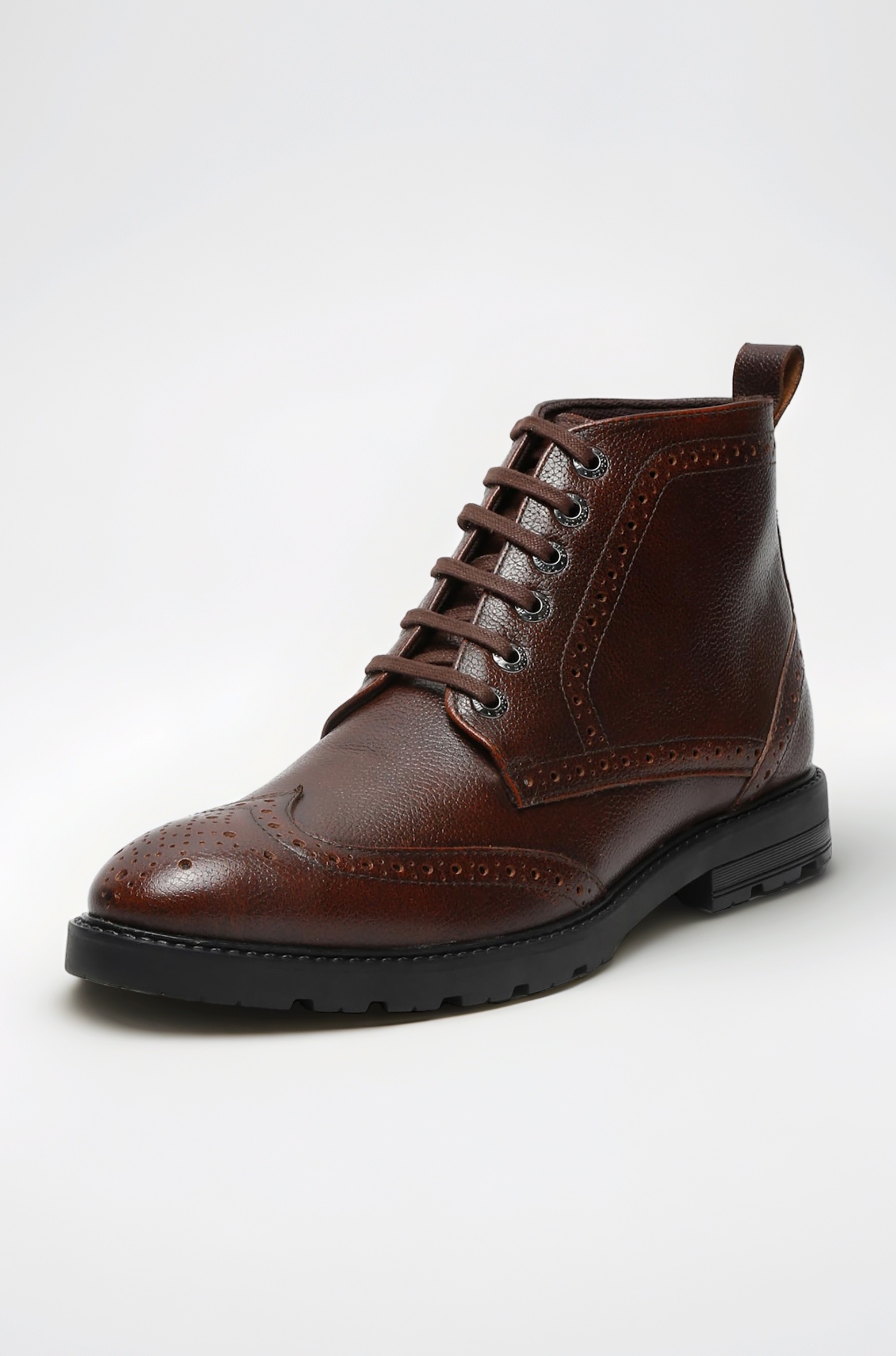 Chukka Boot for Men | High Ankle Italian Leather Boot | Handcrafted | Hiking and Biking Shoes | Brogue Style Lace-up Boot | Mens Formal Boot (BT-WBNDCKBG)