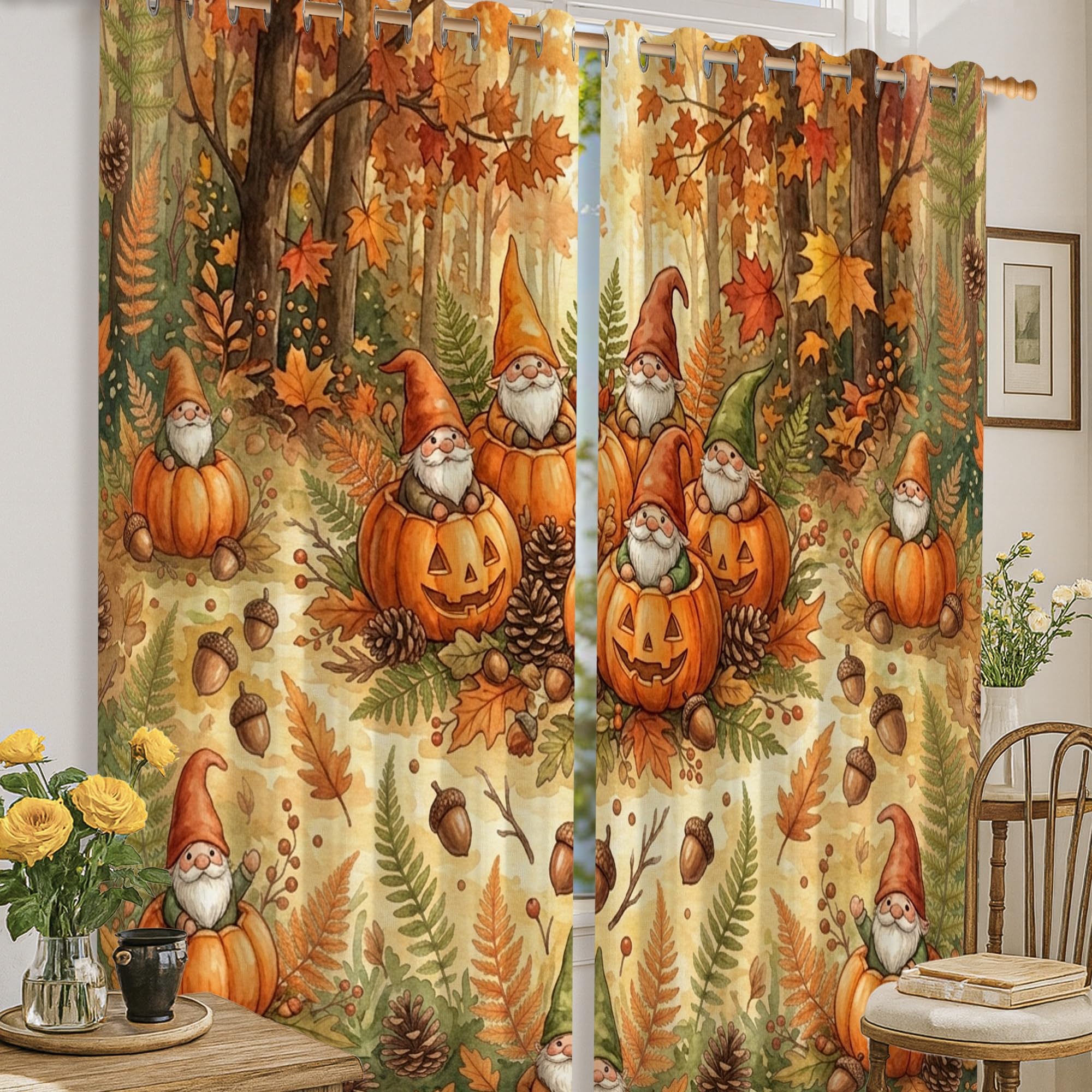 Rideaux occultants pour chambre : occultation motif citrouille