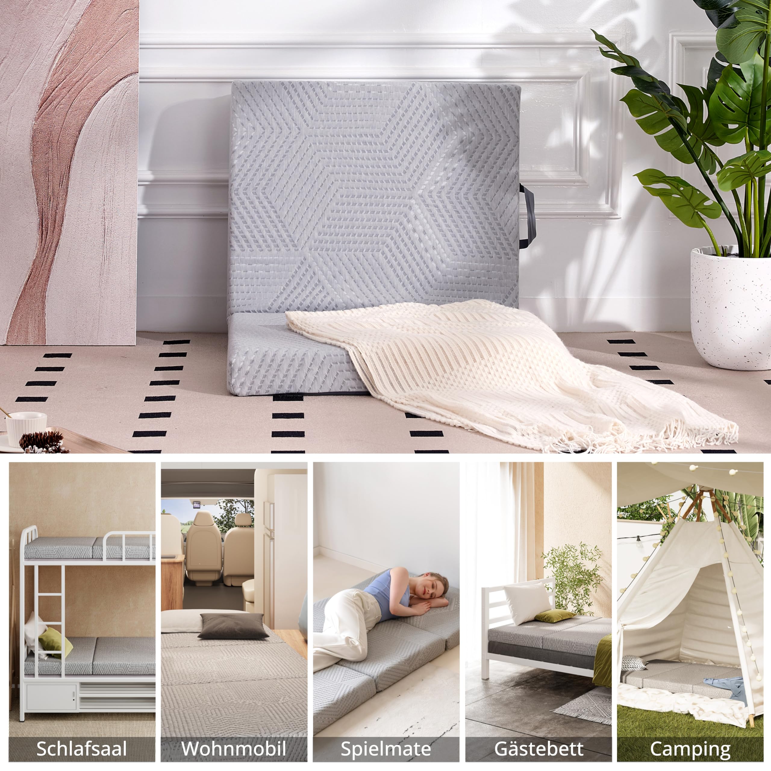 Ego Home Matelas d'invité en Mousse à Mémoire de Forme en Gel, Matelas avec Épaisse 10 cm, Housse Amovible Lavable, 65x196 cm Matelas de Lit Pliable pour Adultes