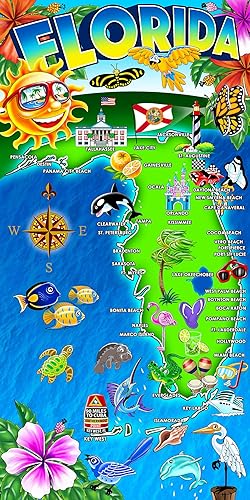 Miniatura 1 de Toalla de playa Miami Beach Florida Collage