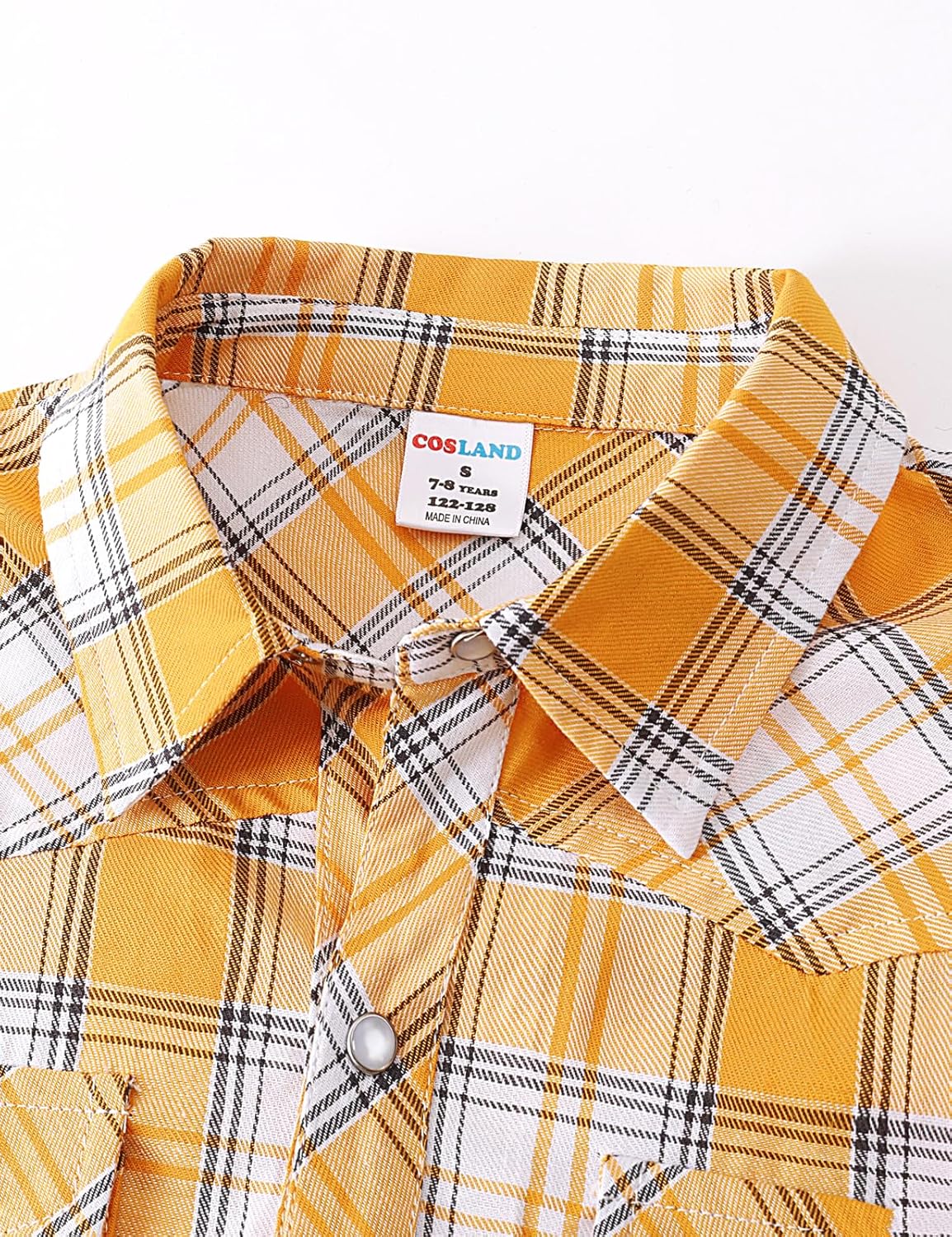 COSLAND Boy's Cotton Western Long Sleeve Button Down Plaid Shirt, 4T-X-Large - Image 3