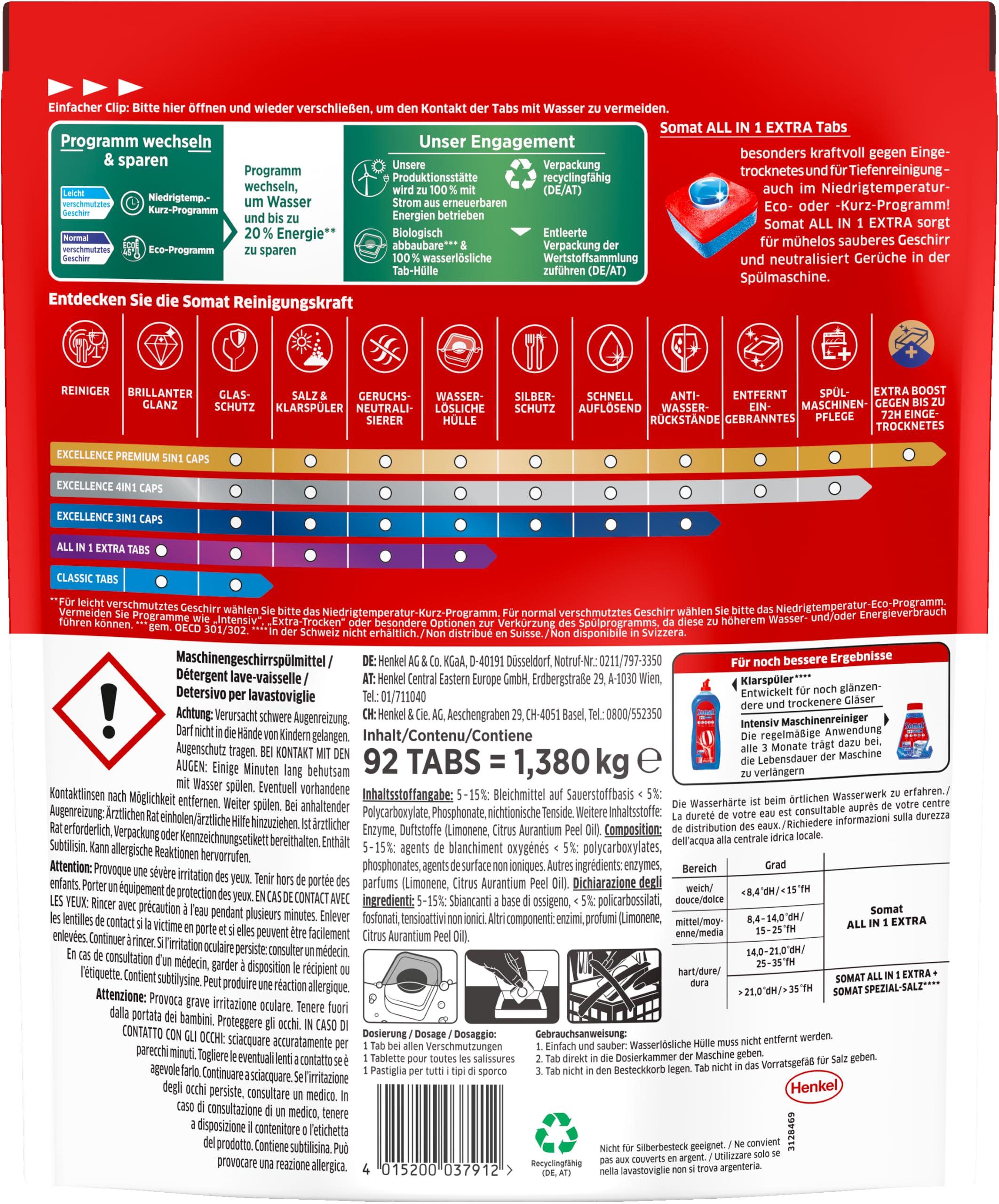 Somat All in 1 Extra Spülmaschinentabs (92 Tabs), Geschirrspülmittel – Ansicht 3