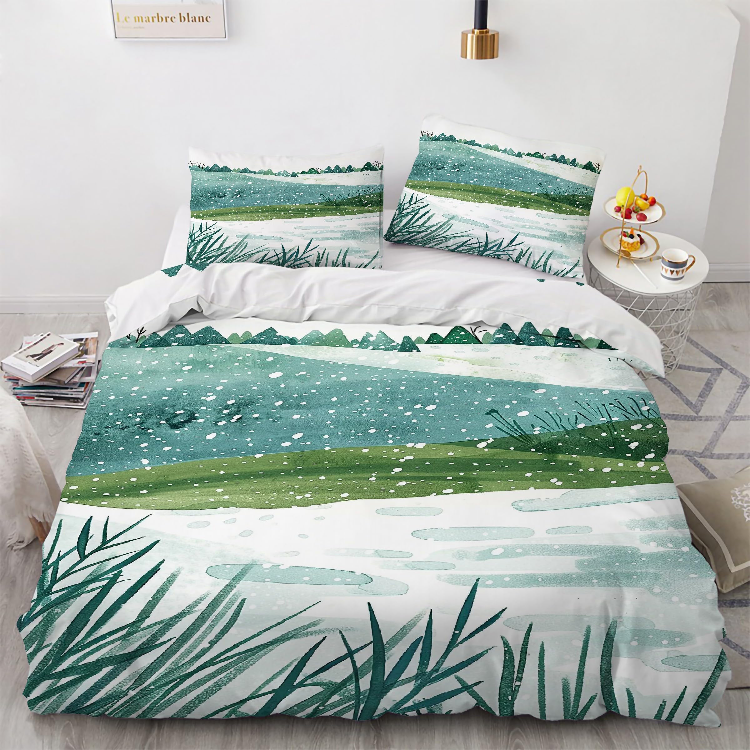 Housse de couette 220x240 zippée en microfibre douce avec deux taies d'oreiller