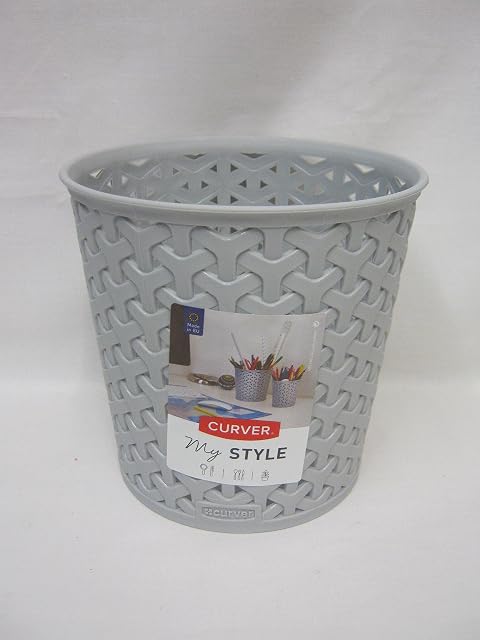 New Curver My Style Mini Round Storage Waste Bin Grey 232439