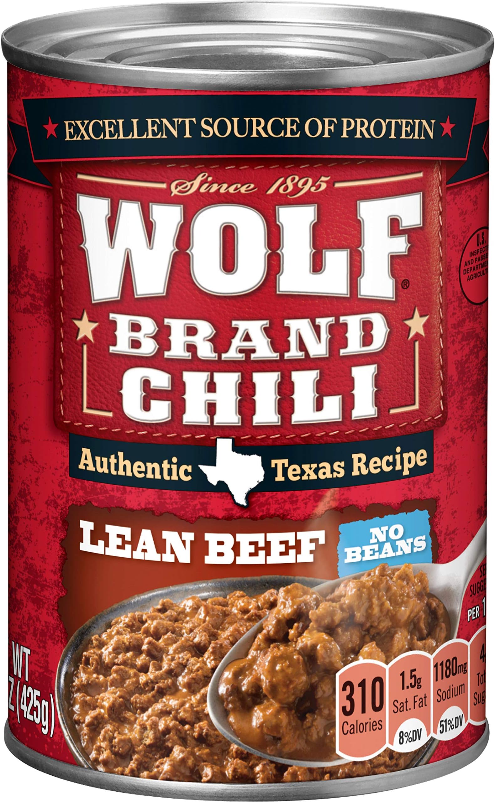 Wolf Brand Lean Beef Chili Without Beans, 15 Ounce