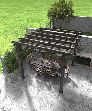 GAOMON 10 X 10 FT Wood Pergola Retractable Shade Canopy Outdoor Wooden Pergola for Patio Backyard Deck Garden
