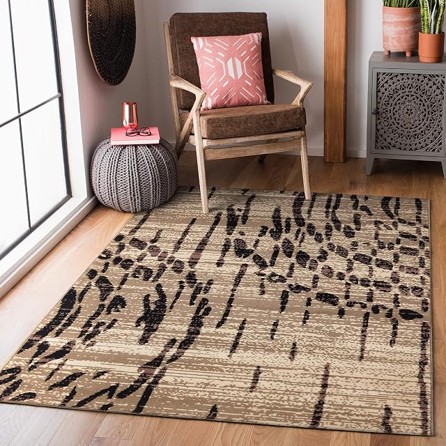 homeart Living Room RUG - Short Pile, Bordered, Soft, Area Carpet for Bedroom & Home Decoration, Abstract Pattern Rugs, Modern (Brown/Cacao, 60 x 110 cm)