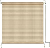 Vista 8 de Cortina de pabellón, cortina enrollable para patio, 90 % protección UV, sin cordón (6 x 6 pies, beige)