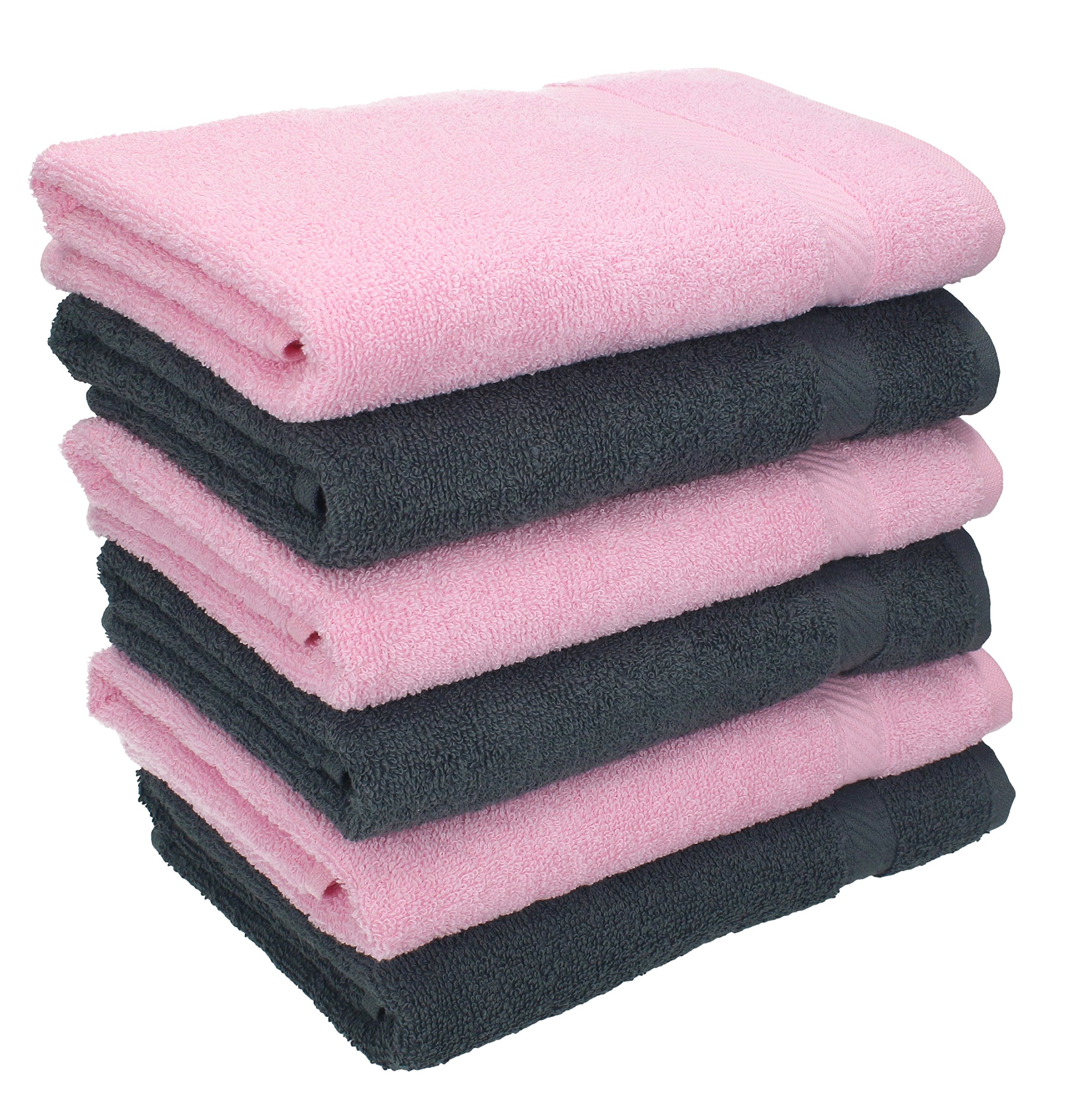 Betz Handtuch Set Palermo – 6er Pack Handtücher 50x100 cm – 100% Baumwolle, Handtücher für Bad, Gäste & Alltag – hochwertige Qualität, pflegeleicht & langlebig Farbe anthrazit Grau