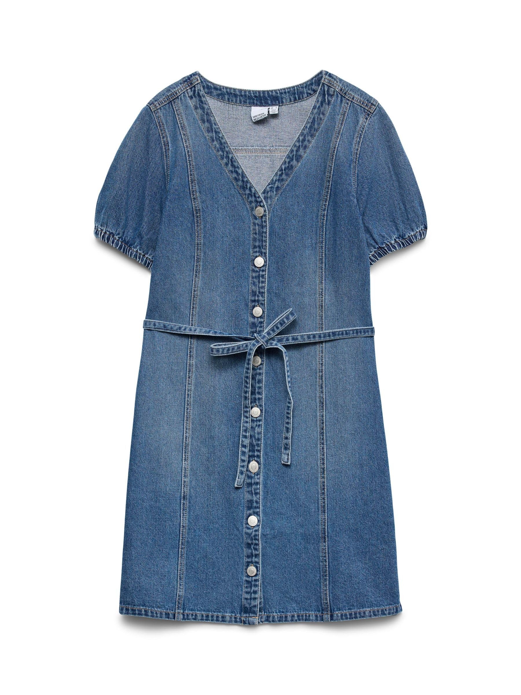 VERO Moda Female Denim Dress VMJANET Short Dress, Medium Blue (Medium Blue Denim), L