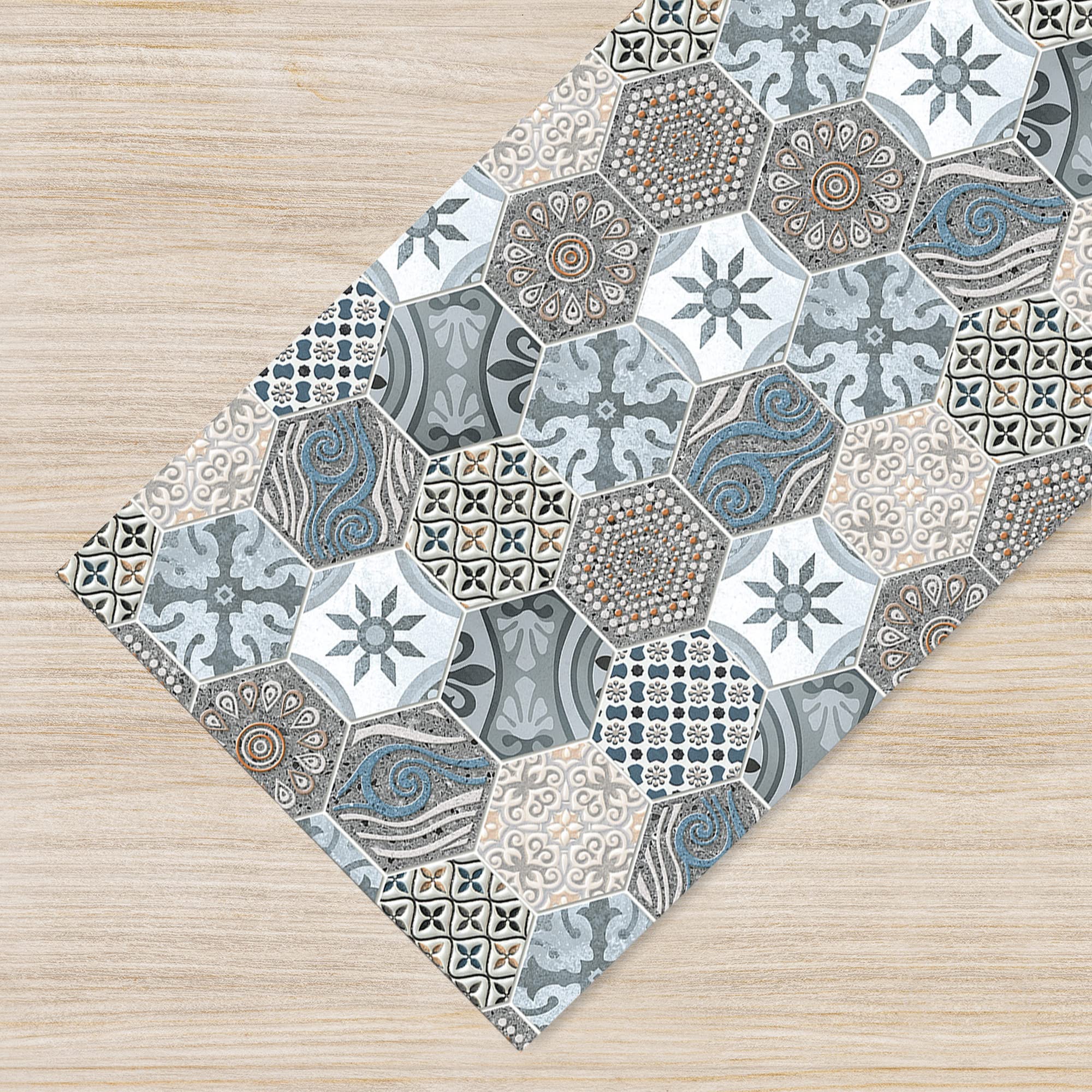 Tappeto Passatoia Per Cucina Il Gruppone - Antiscivolo, Lavabile, Grigio Mattonelle, 50x350 Cm