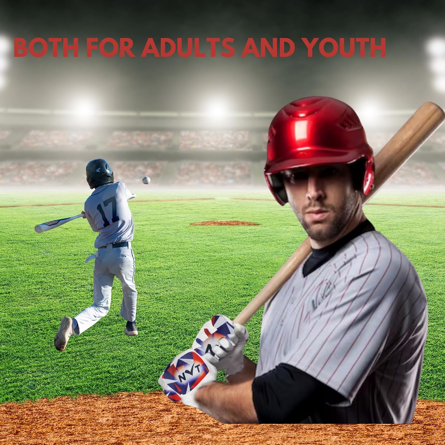 NVT Baseball Batting Gloves, Offers Superior Grip & Performance, Ultimate Durability and Ventilation, Batting Gloves Men Available in Blue & Multi Color
