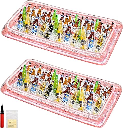 HBlife 2 barras inflables para servir, enfriador de buffet inflable para fiestas al aire libre, barbacoa, Luau, bandeja de hielo para ensalada,