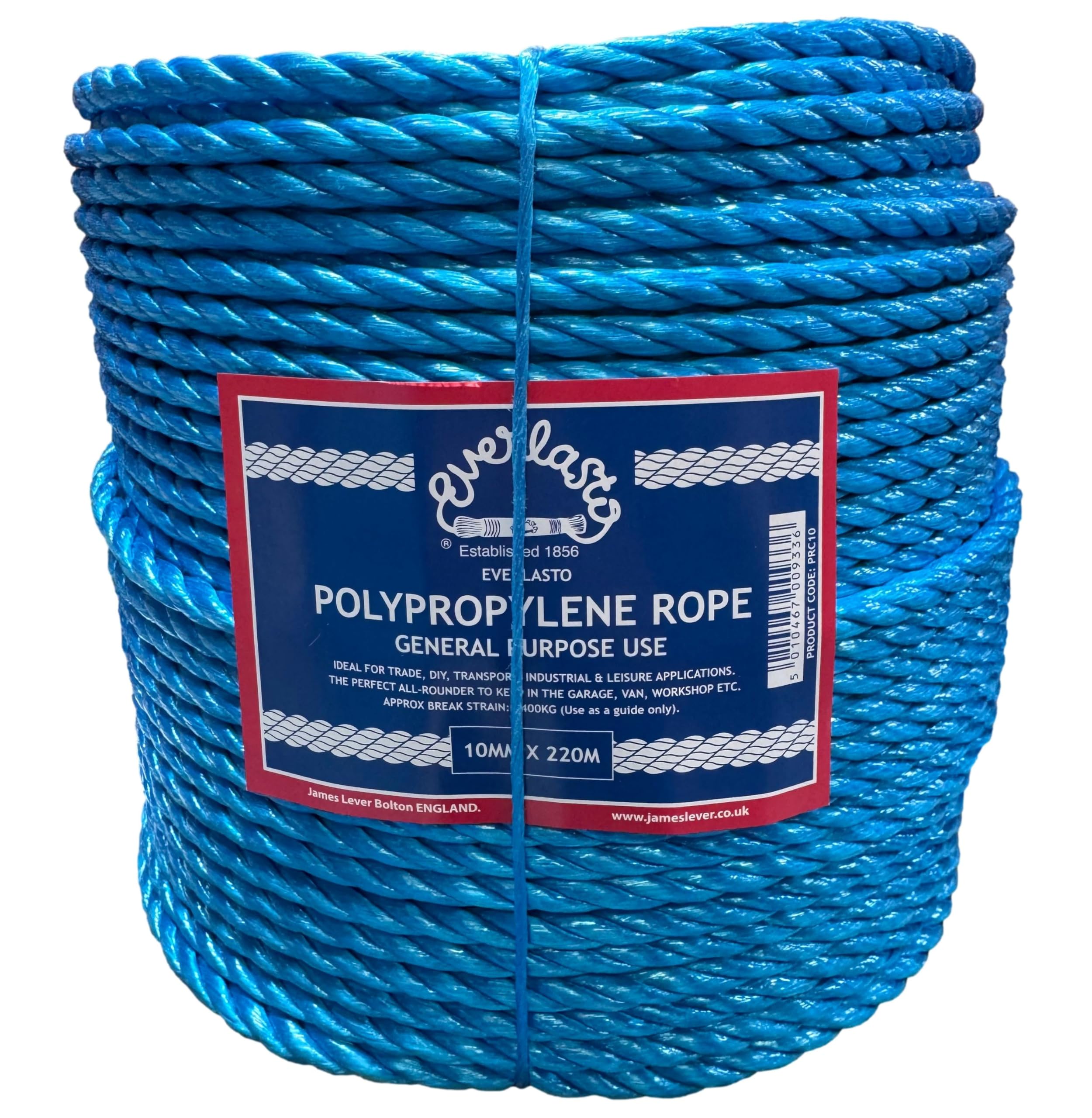 Corde polypropylène de 10 mm bleu, cordage flottant et léger