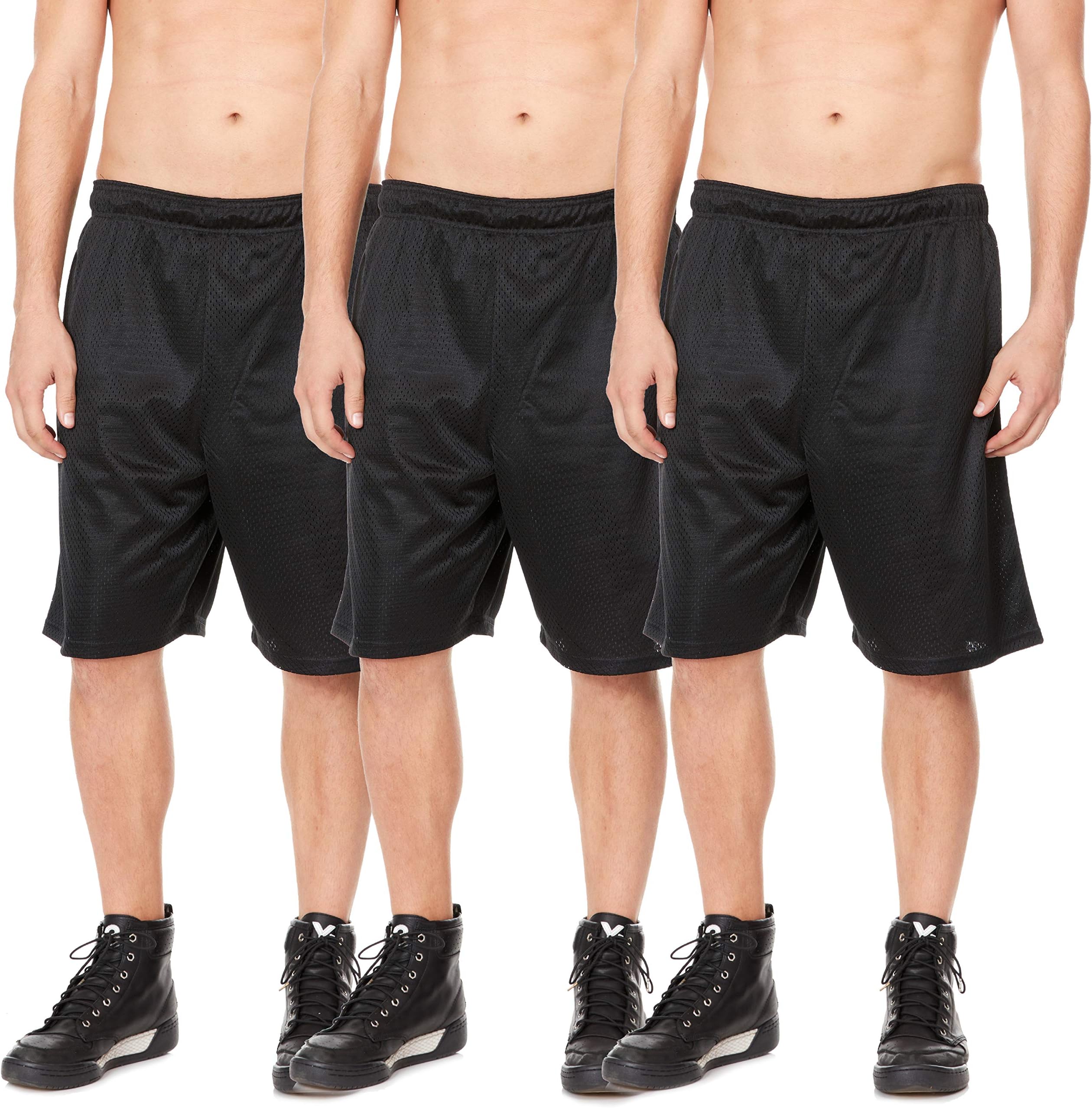 Mens Mesh Basketball Shorts - Athletic Gym Sports Short with Pockets for Men 3 Pack