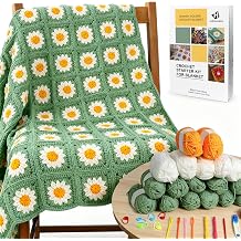 HHSarioneiro 2026 New Crochet Blanket Kit for Beginners, Easy Granny Square Crochet Kit for Adults,with Step-by-Step Instructions and Clear Videos, Includes Multiple Accessories, Gift for Craft Lovers