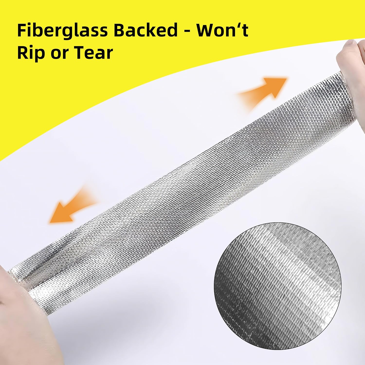 3 Inch x 65 Ft Fiberglass Reinforced Aluminum Foil Tape, 6 Mil Heavy Duty Heat Resistant to 500°F Waterproof for HVAC Ducts, Dryer Vents, Furnace Connections, Exhaust & Pipe Insulation