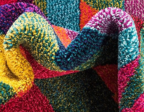 Miniatura 7 de Unique Loom Estrella Collection - Alfombra geométrica, abstracta, colorida, moderna, ecléctica, de 5 x 8 pies, multicolor y rosa