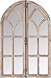 Amazon Brand – Stone & Beam Vintage Farmhouse Wooden Arched Multipanel Mantel Mirror, 36"H, Dark Stain