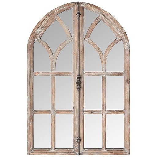 Stone & Beam Vintage Farmhouse Wooden Arched Mantel Mirror, Dark