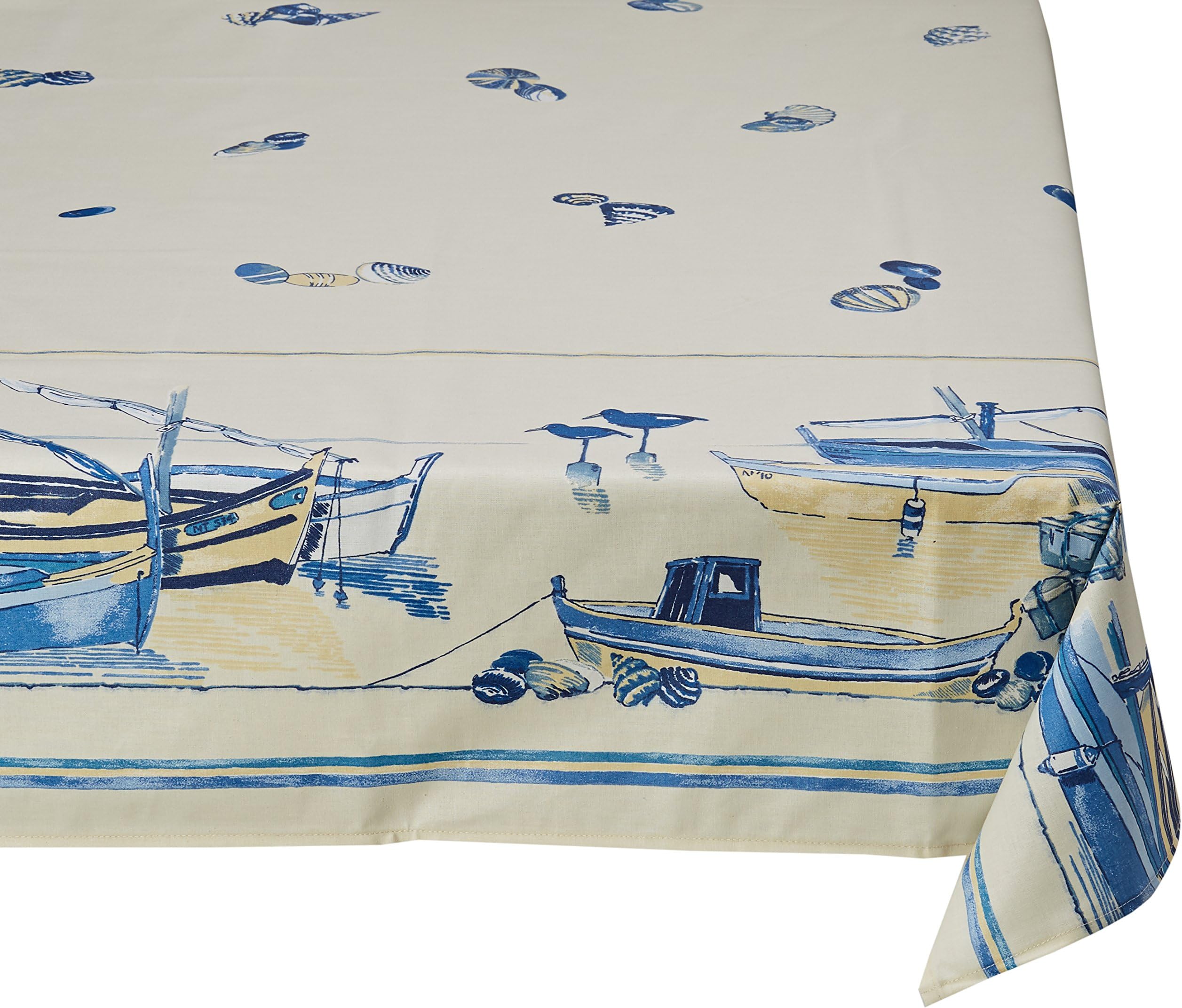 Georges G Bord de Mer By the Sea TEP027/6-3 Rectangular Tablecloth - Cotton - 250 x 160 cm - Beige/Blue