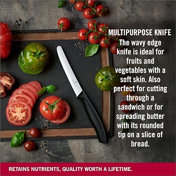Victorinox VT 6.7833 Swiss Classic Black Serrated Tomato Sausage Knife 11 Cm