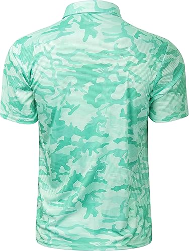 Miniatura 2 de TAPULCO Camisetas tipo polo de secado rápido para hombre, diseño de camuflaje, atléticas, ligeras, transpirables, casuales, para golf