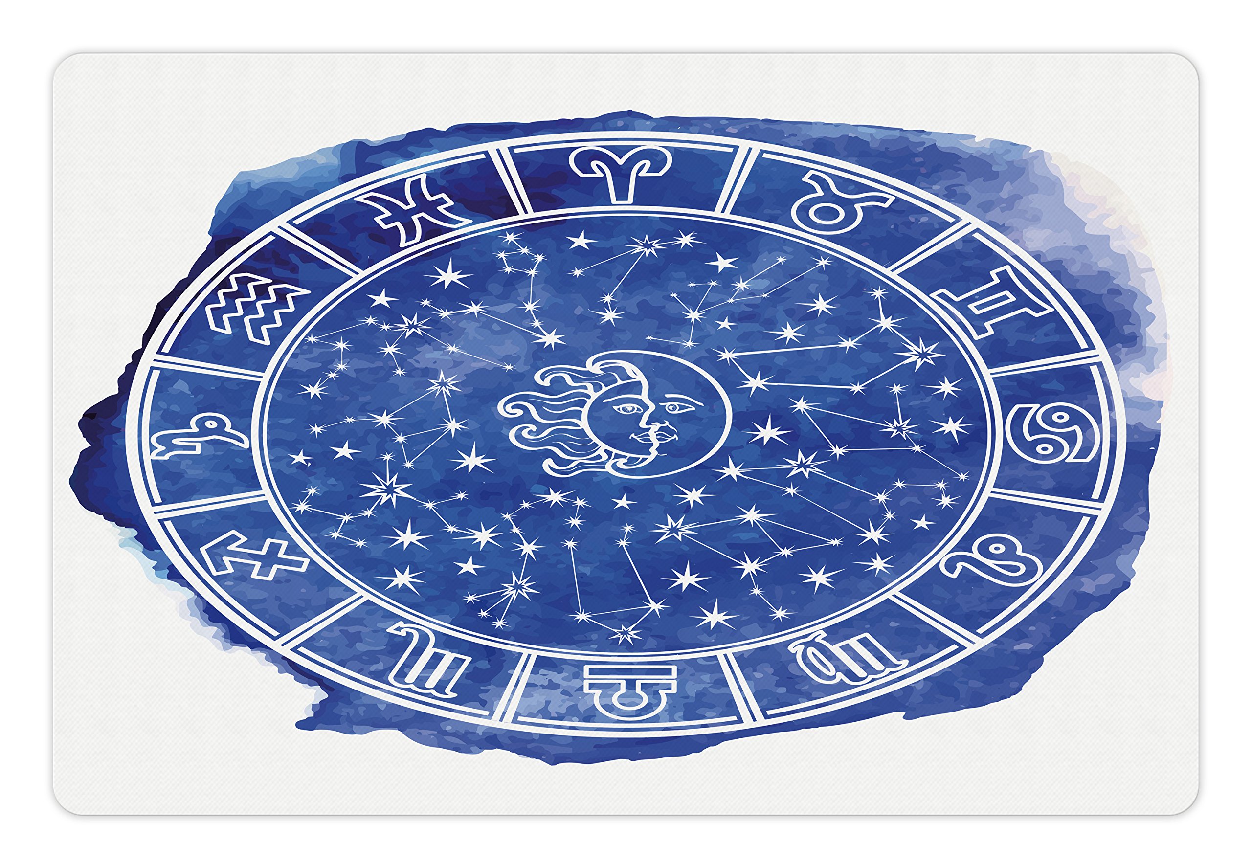 Lunarable Pet Mat for Food and Water, Rectangle Non-Slip Rubber Mat for Dogs and Cats 18" X 12" Multi pet_35661