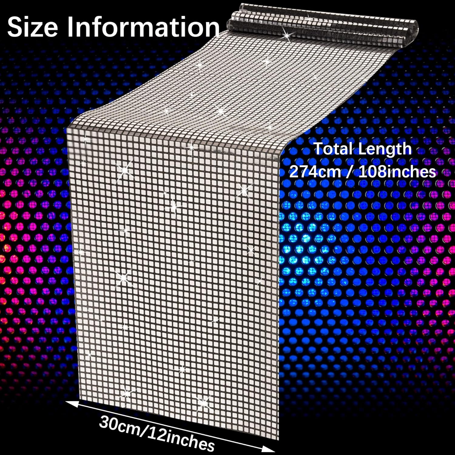 Vagasi 6 Pack 12 x 108 Inch Disco Party Decorations Table Runner, Bachelorette Party Decorations Disco Ball Decor Disco Table Runner - Black Silver
