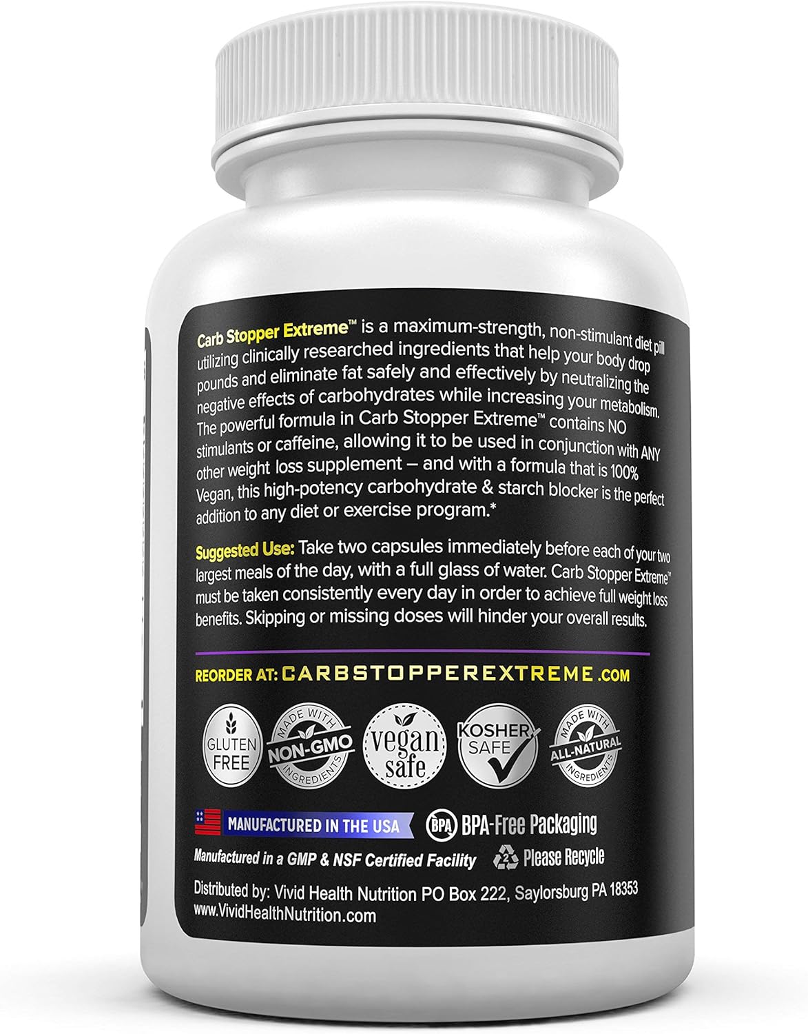 Carb Stopper Extreme (3 Bottles) Maximum Strength, Natural Carbohydrate and Starch Neutralizer | Keto Diet Cheat Supplement to Intercept Carbs with White Kidney Bean Extract, 60 Caps Each : Health & Household