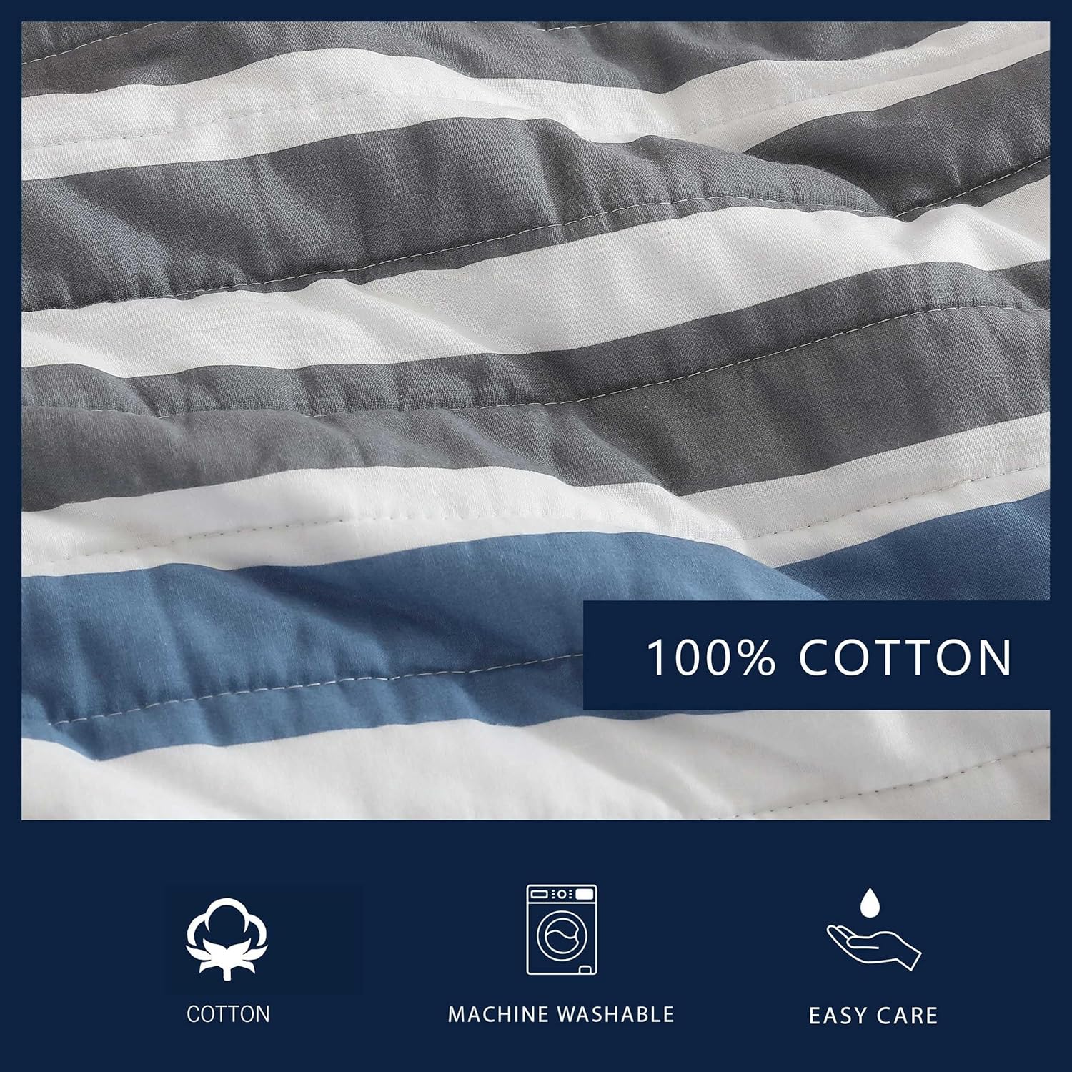 Nautica - King Quilt Set, Reversible Cotton Bedding with Matching Shams, Bold & Colorful Bedding Set for All Seasons (Bradford Navy Blue, King) - Image 6