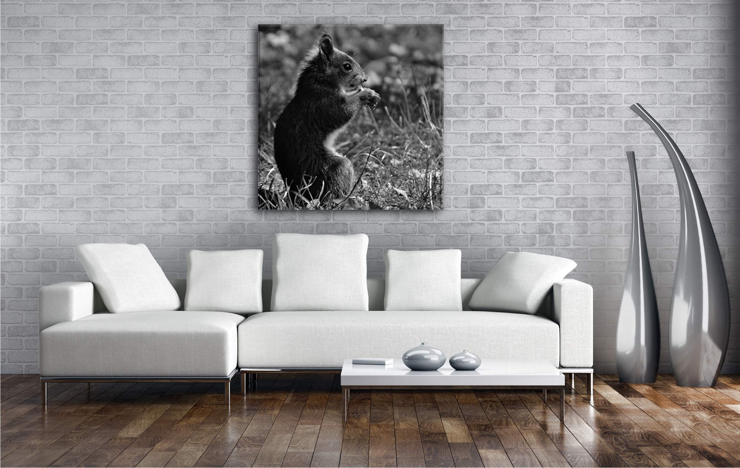 Joli écureuil en Bois véritable avec Cadre, Pas de Poster ou de Plaque, 60 x 60