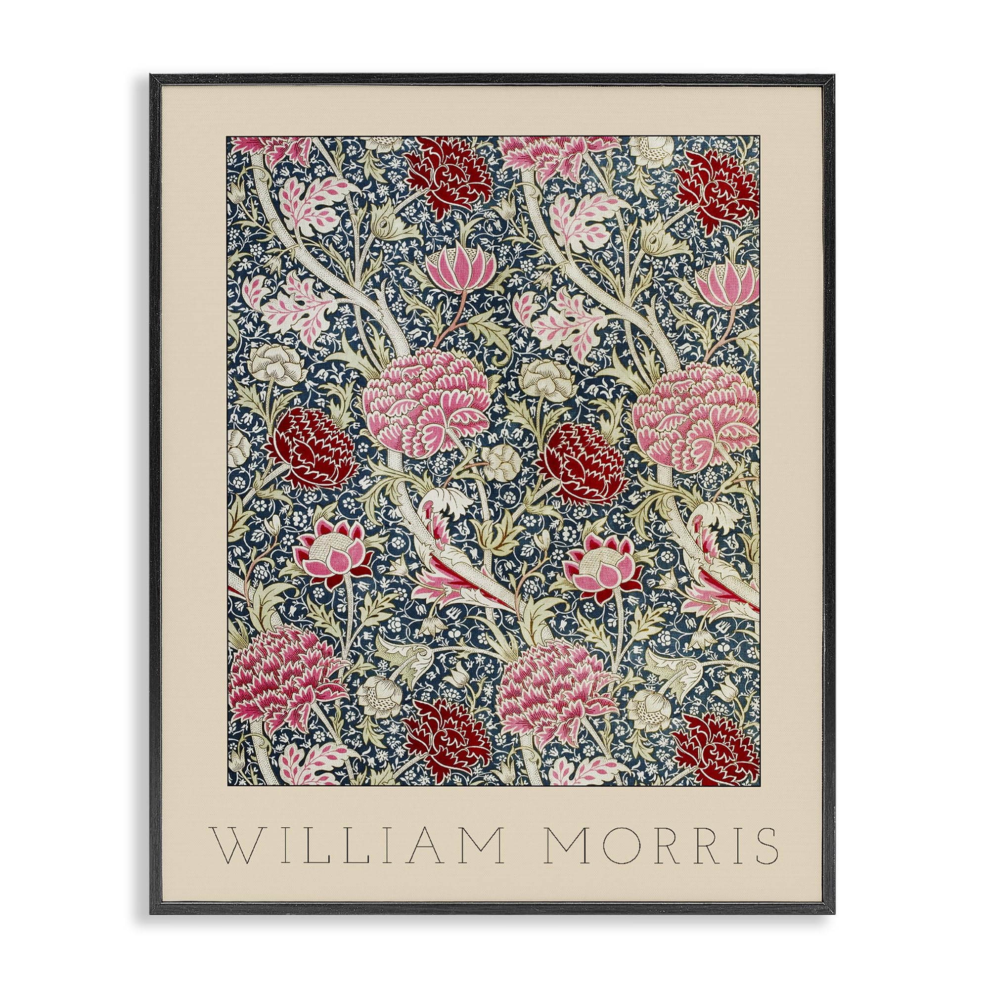 Stupell Industries Midnight Black (Textured) Ornate Floral Still Life Classic, 24 X 30 Inch Framed Giclée Print