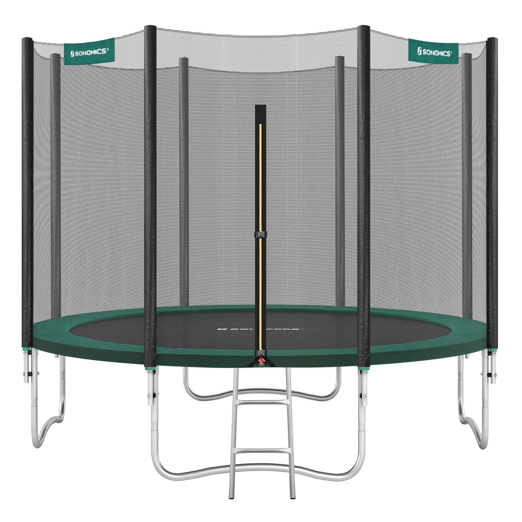SONGMICS 183/244/305/366/427 cm Round Garden Trampoline with Safety Net, Ladder and Padded Bars, Safety Cover, Outdoor