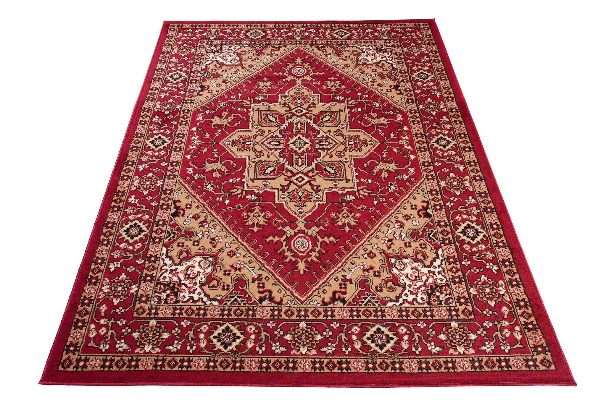Carpeto Rugs Teppich Orientalisch Rot Klassisch Muster Kurzflor Öko-Tex Wohnzimmer 200 x 300 cm
