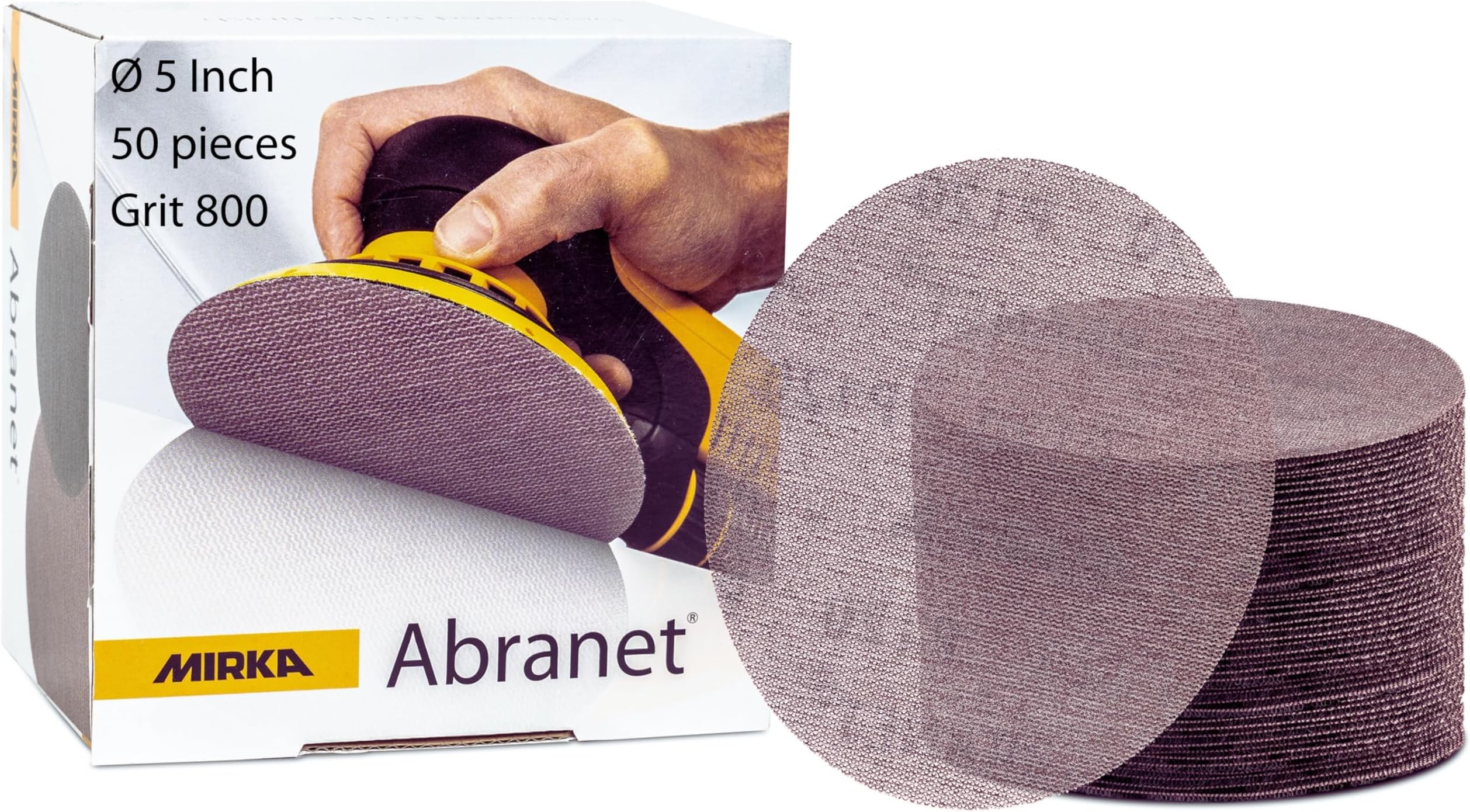 Mirka Abralon 6 Inch 4000 Grit 1.0mm Sanding Discs, 10/Box (MK-240-4000), Very Fine, For Angle Grinder, Suitable For Dry And Wet Sanding