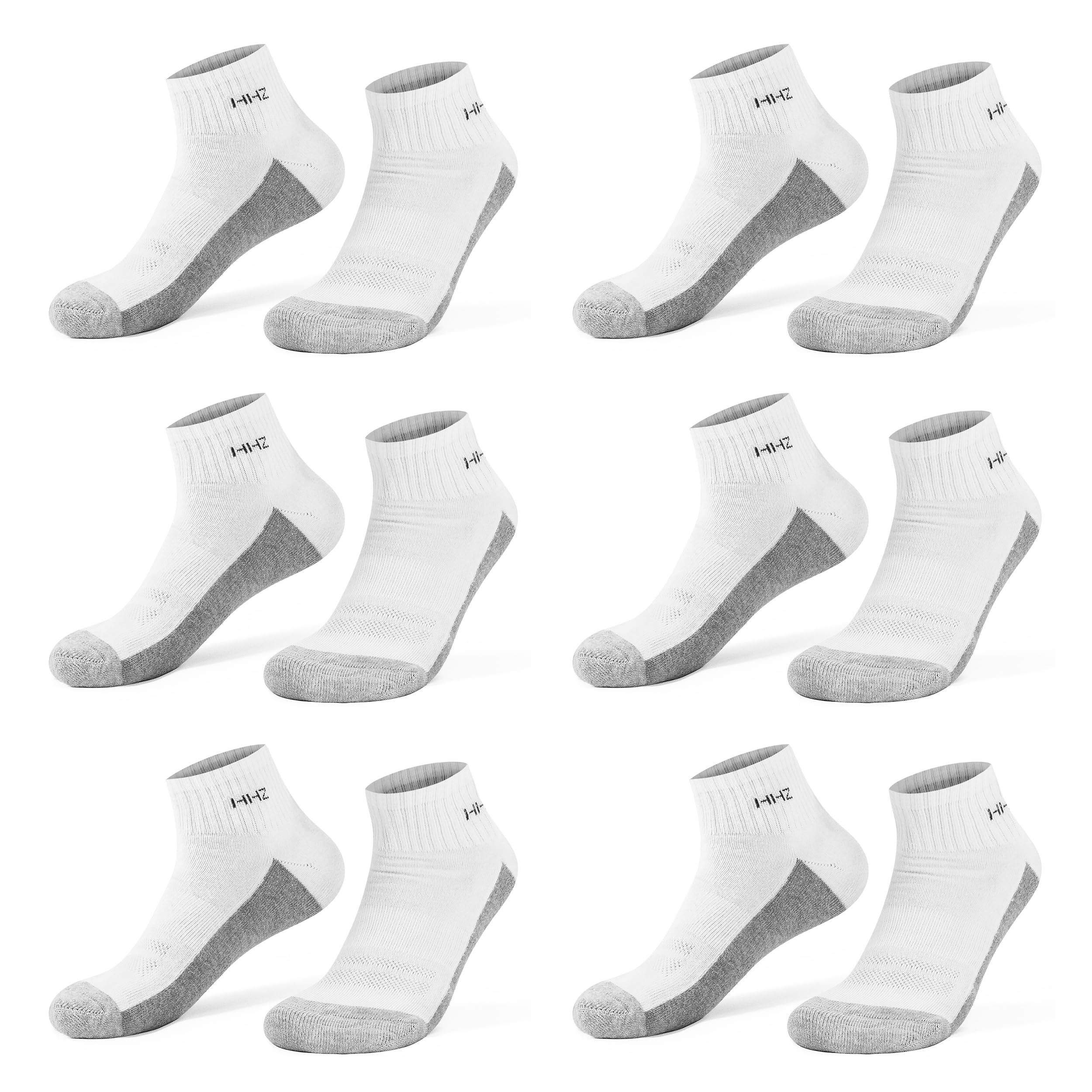 Niorasen Men's Low Cut Ankle Socks - 6 Pairs, Moisture-Wicking Cotton, Breathable & Cushioned For Casual & Sports